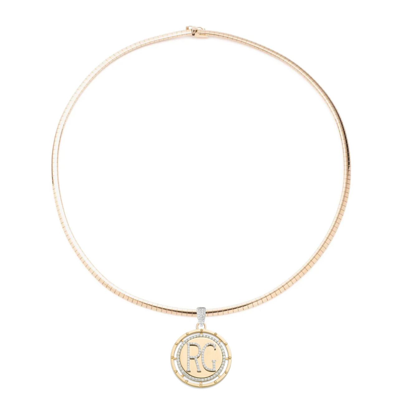 Lovestruck Pierced Custom Small Sleek Collar Necklace : in Yellow Gold with Diamonds