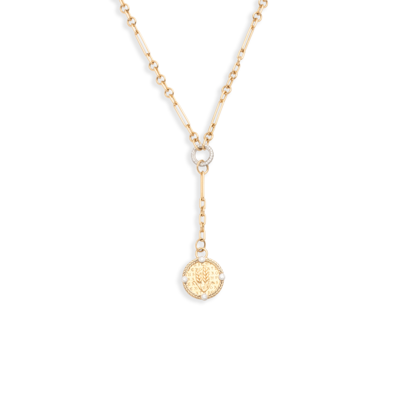 Infinite Gratitude Braided Wheat Fine Mixed Clip Extension Necklace : in Yellow Gold with Diamonds