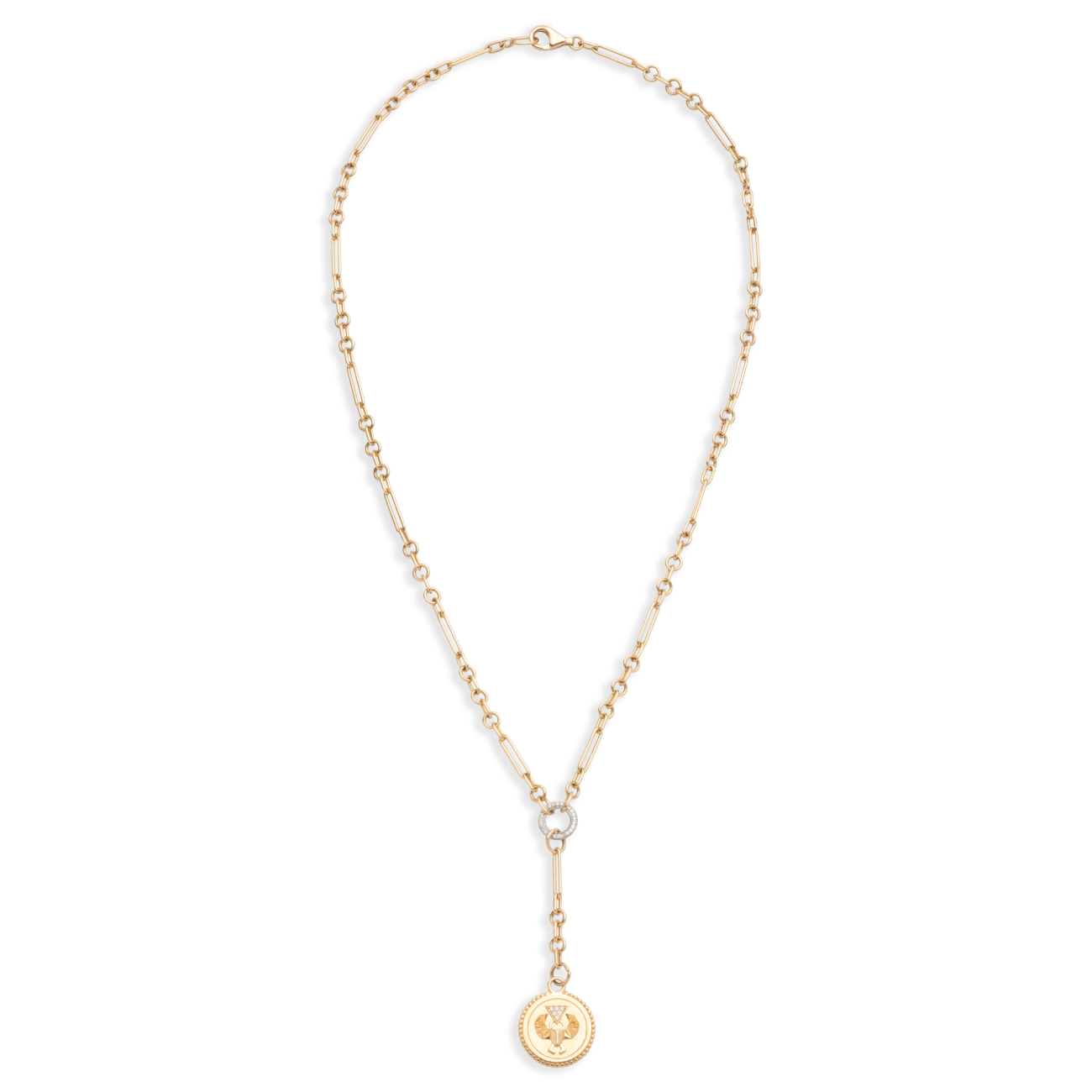 Protection Fine Mixed Clip Extension Necklace : in Yellow Gold with Diamonds