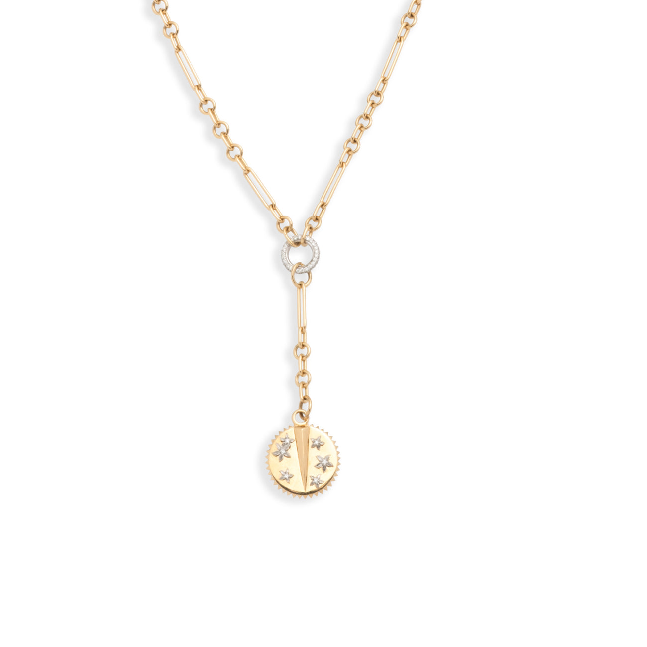 Resilience Fine Mixed Clip Extension Necklace : in Yellow Gold with Diamonds