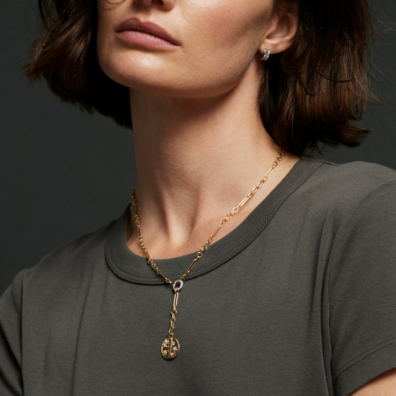 Resilience Fine Mixed Clip Extension Necklace : in Yellow Gold with Diamonds