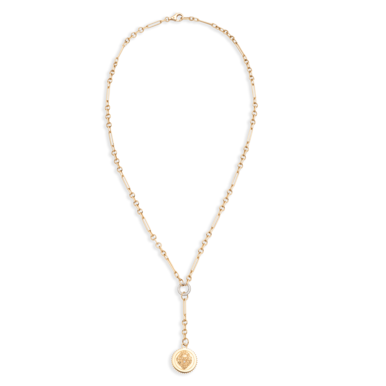 Strength Fine Mixed Clip Extension Necklace : in Yellow Gold with Diamonds
