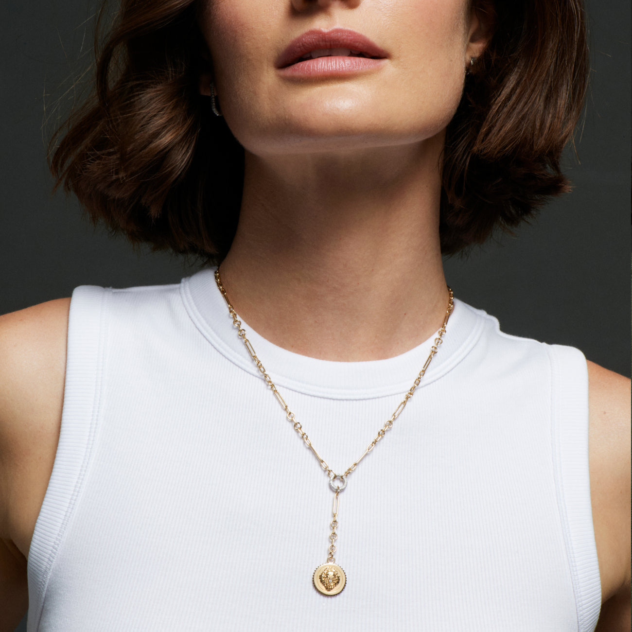 Strength Small Mixed Clip Extension Necklace : in Yellow Gold with Diamonds