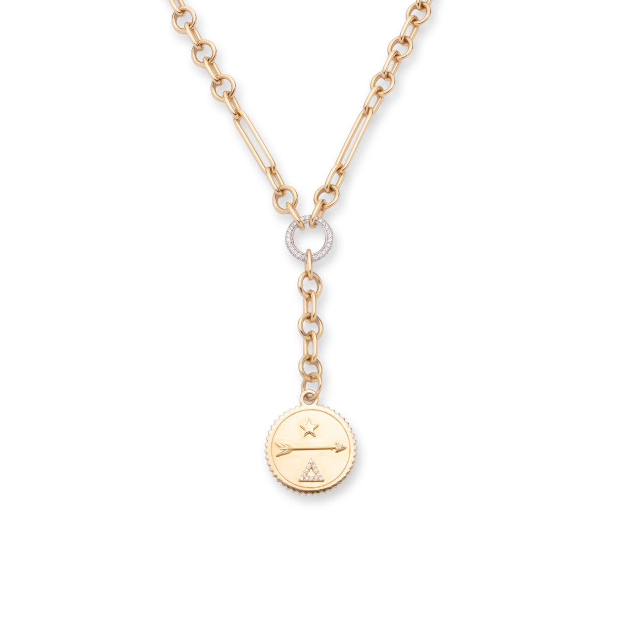 Dream Small Mixed Clip Extension Necklace : in Yellow Gold with Diamonds