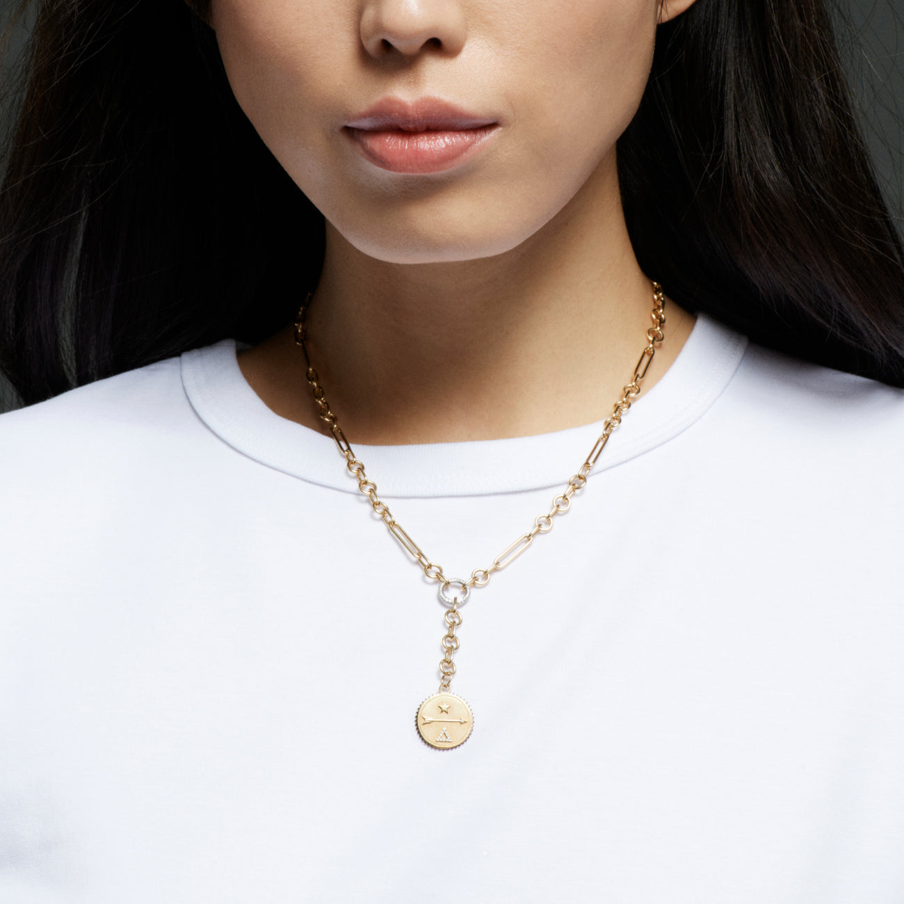 Dream Small Mixed Clip Extension Necklace : in Yellow Gold with Diamonds