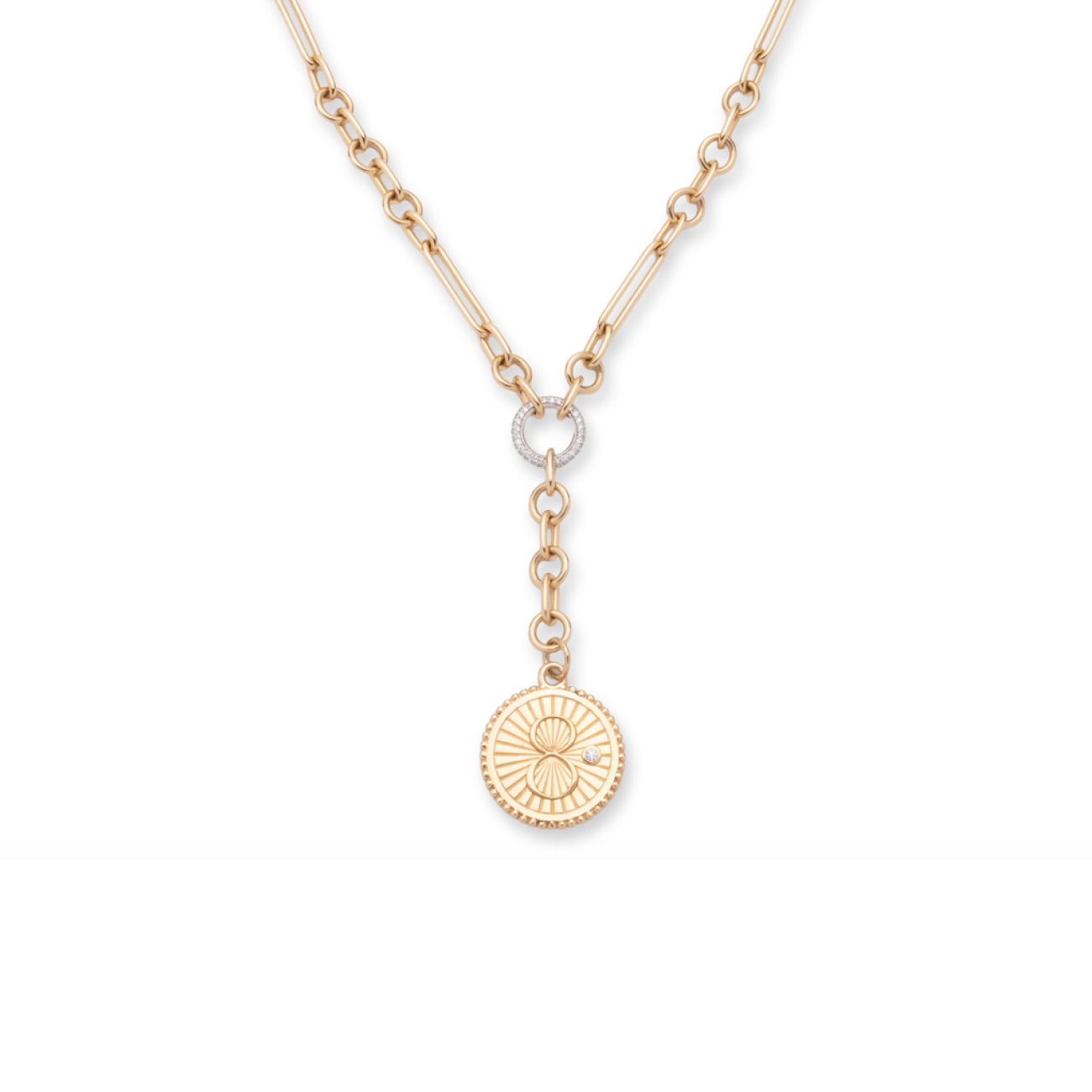 Karma Small Mixed Clip Extension Necklace : in Yellow Gold with Diamonds