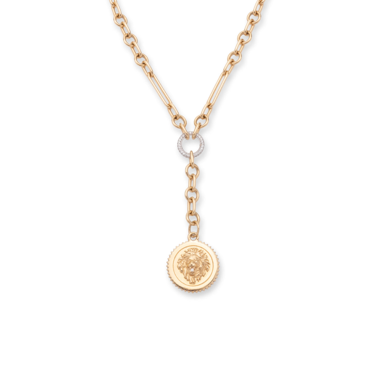 Strength Small Mixed Clip Extension Necklace : in Yellow Gold with Diamonds