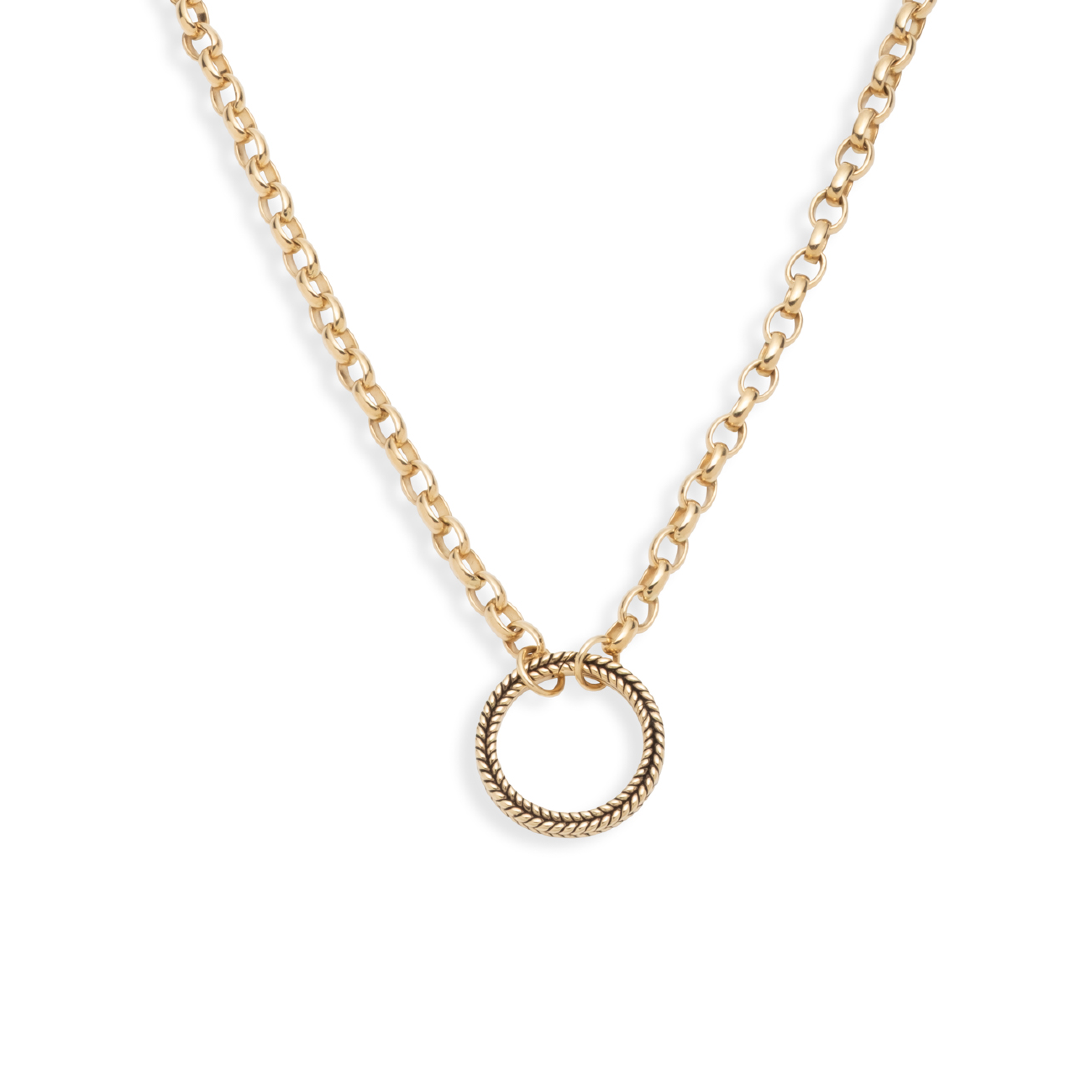 Heavy Belcher Open Chain : in Yellow Gold with Braided Wheat Large Annex Link
