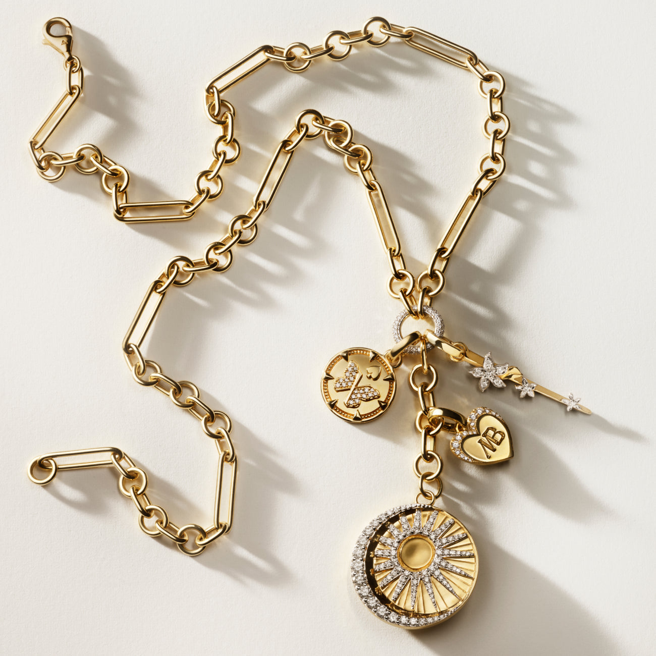 Balance and Reverie Small Mixed Clip Extension Story : in Yellow Gold with Diamonds